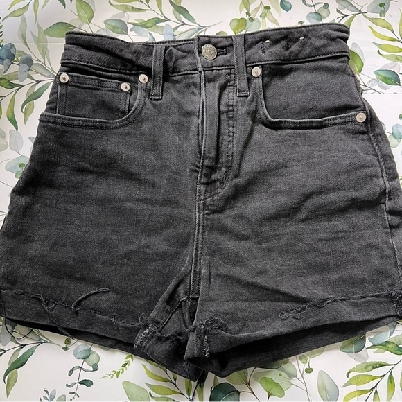 MADEWELL curvy high rise denim shorts black size 23 - Picture 2 of 6